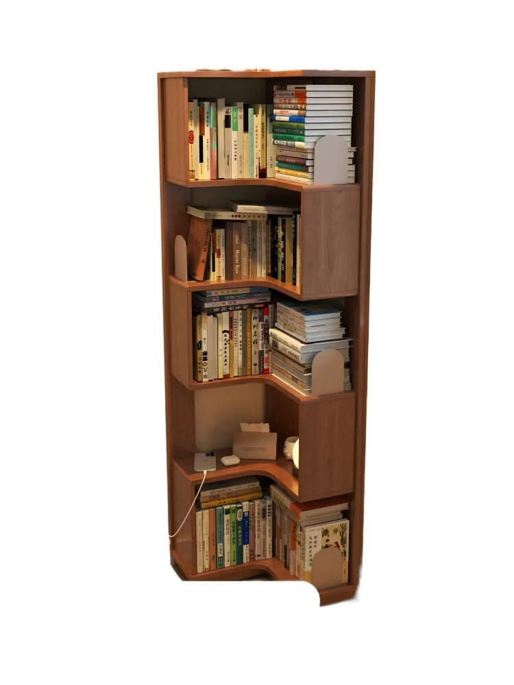 

Solid wood corner bookshelf floor shelf living room corner cabinet simple corner bedside bookcase