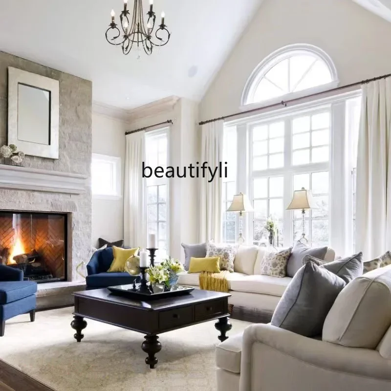 182C Чайный столик из цельного дерева во французском стиле ретро, американский домашний квадратный стол, простой современный подъемный журнальный столик