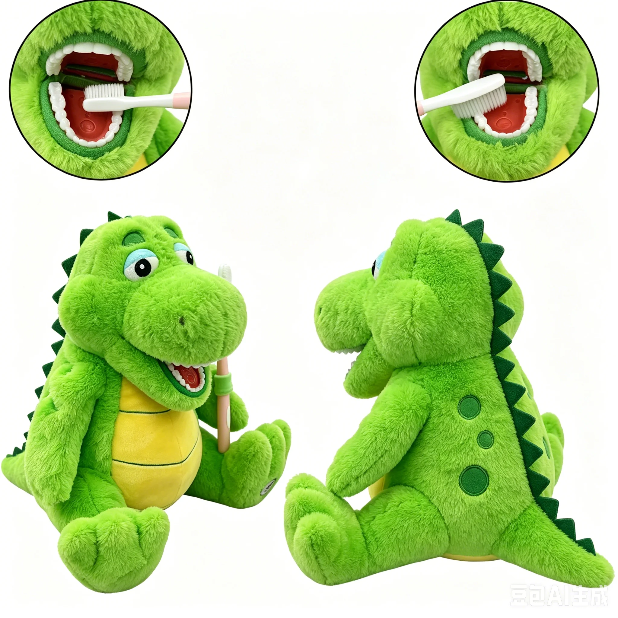 Kids Dental Learning Plush Toy Green Crocodile with Toothbrush Early Oral Care Educational Stuffed Dentistry Accessories Gifts