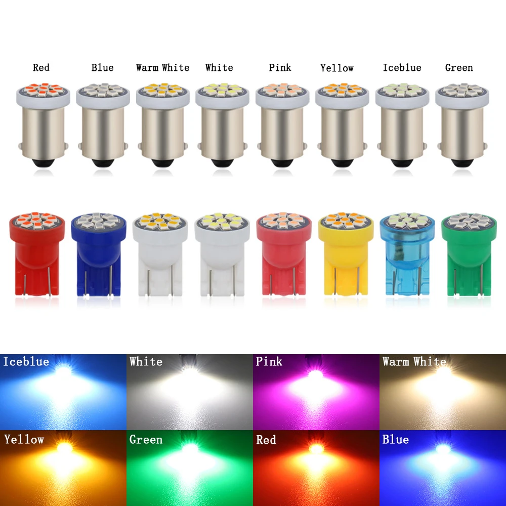 アーケードゲーム用ピンボールLED電球、車のライト、懐中電灯、白、青、赤、氷青、AC、DC、6v、158、192、168、194、t10、 #555, 10個
