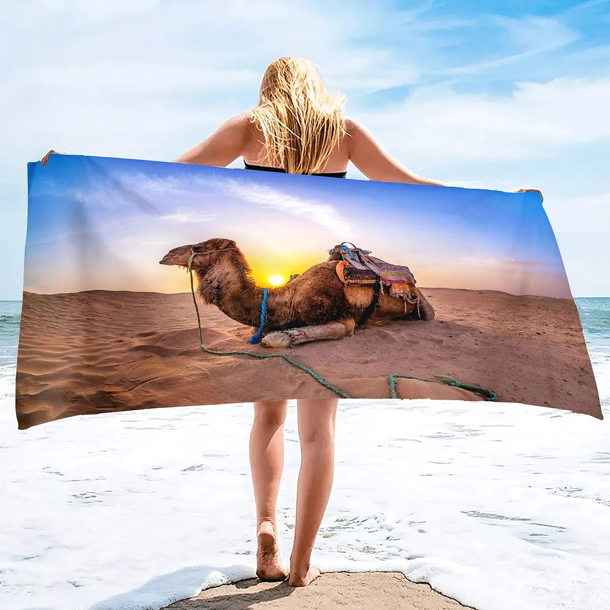 Desert Sand Camel Print Beach Towel Soft Quick Dry Bath Towel Sport Travel Camping Swim Pool Towels Microfiber Bikini Cover Up