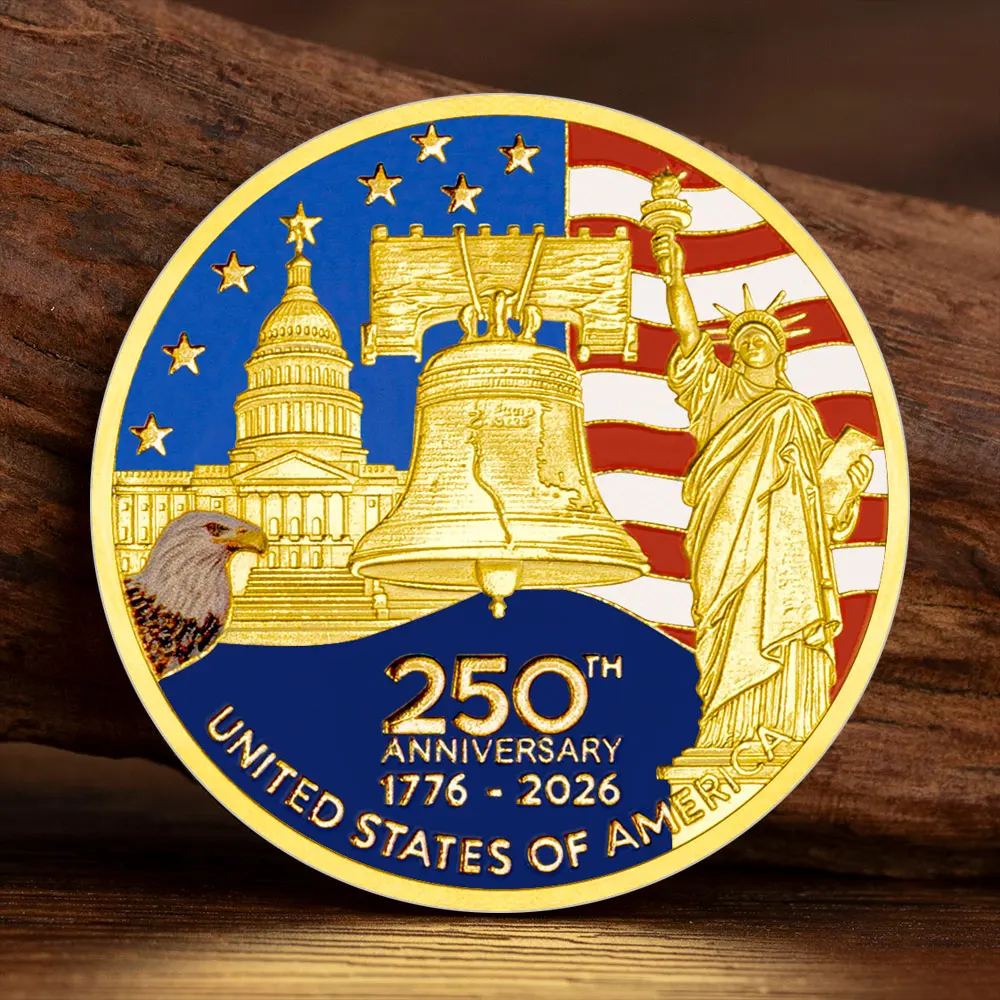 The 250th Anniversary Commemorative Military Coin of The United States Gold-plated Statue of Liberty Challenge Coin