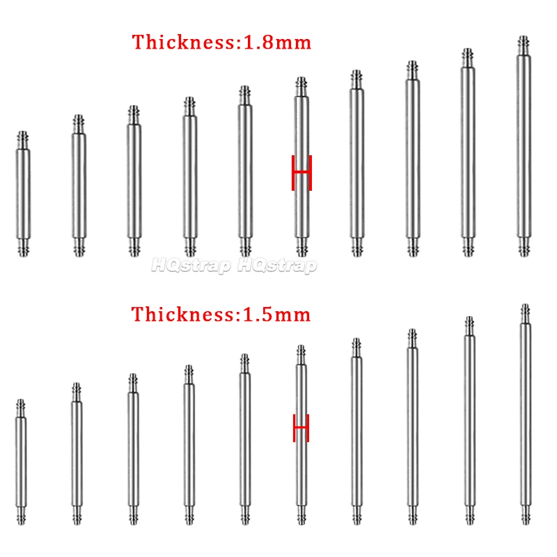 스테인리스 스틸 링크 핀, 시계 밴드 연결봉 용수철 바, 직경 1.5mm, 1.8mm, 12mm, 14mm, 16mm, 18mm, 19mm, 20mm, 21mm, 22mm, 24mm, 20 개