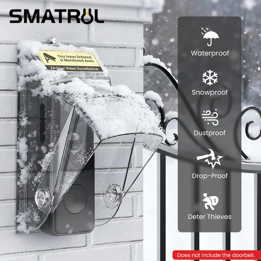 SMATRUL Video Door bell Rain Waterproof Cover Outdoor Rotatable design Anti theft reminder Compatible With Door Access Video