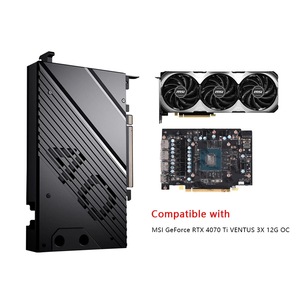 Granzon GBN-MS4070TIVES Water Block for MSI GeForce RTX 4070 Ti VENTUS 3X 12G OC GPU Card / Chrome-plated Red Copper Process