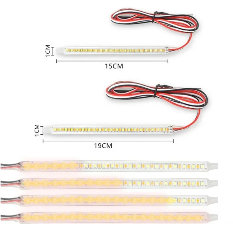 2Pcs Car Rearview Mirror Indicator Lamp DRL Streamer Strip Flowing Turn Signal Lamp Auto Headlight Strip Car Lighting 12V