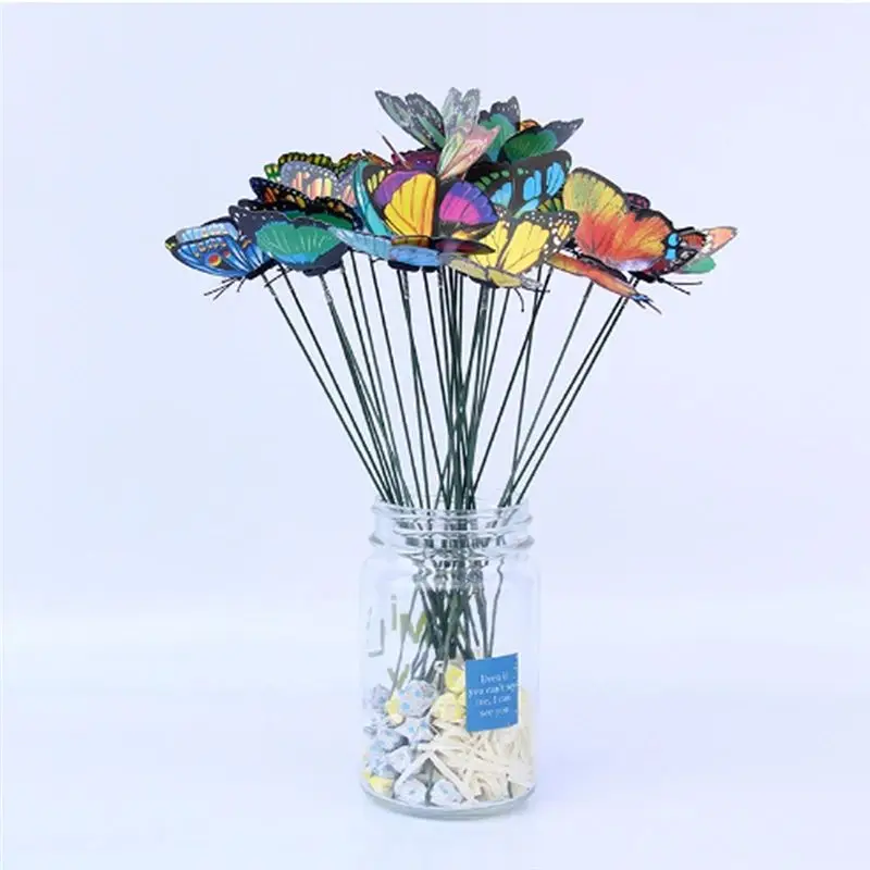 MLGB-3D Three-Dimensional PVC Simulation Butterfly Outdoor Garden Decoration Floral Pole Color Random Beautiful