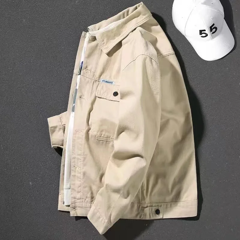 

Американская тяжелая рабочая одежда в стиле ретро с несколькими карманами, джинсовая куртка, свободный повседневный свободный мужской топ из чистого хлопка