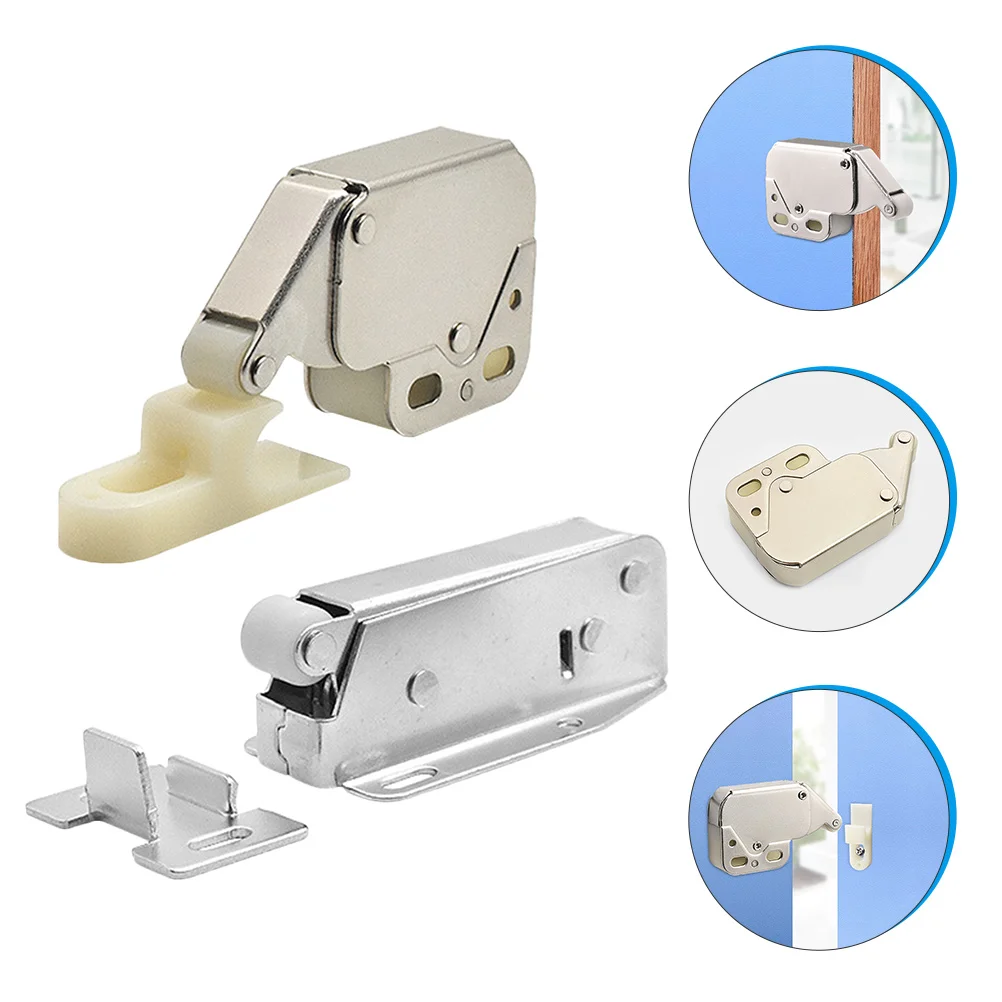 

4PCS Cabinet Door Latches Cold rolled Steel Durable Hidden Elephant Trunk Hooks Push to Open Wardrobes Garage Door