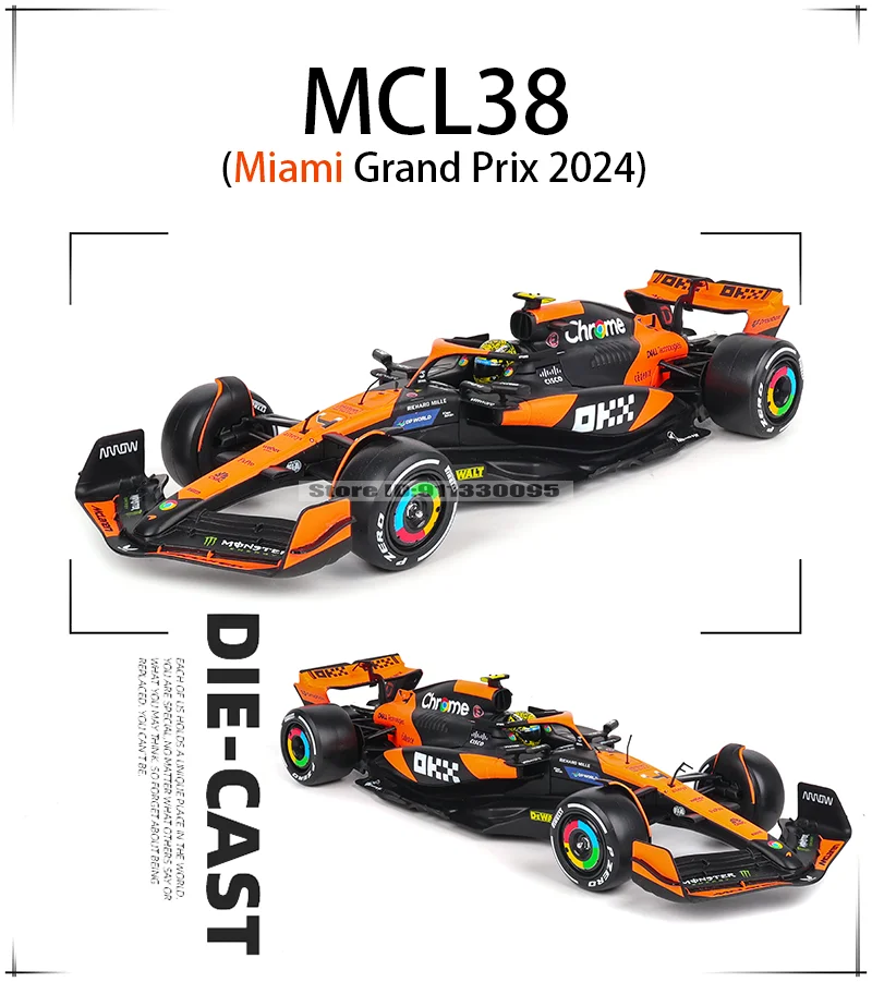 Bburago 1:24 McLaren F1 Team 4 # Lando Norris 81 # Oscar Piastri Druckguss-Automodell Geschenkspielzeug Ferrari Red Bull Mercedes Benz – Detail 4
