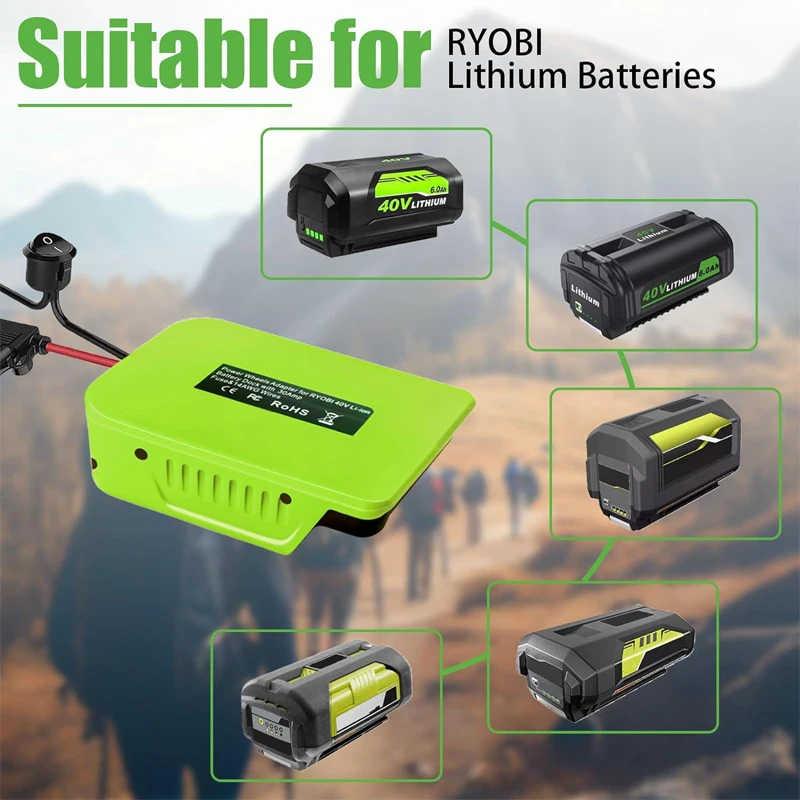 

for Ryobi 40V Li-ion Battery DIY Power Wheel Adapter Battery Dock Power Connector with Fuse & Switch 14 AWG Wire for Rc Car Toys