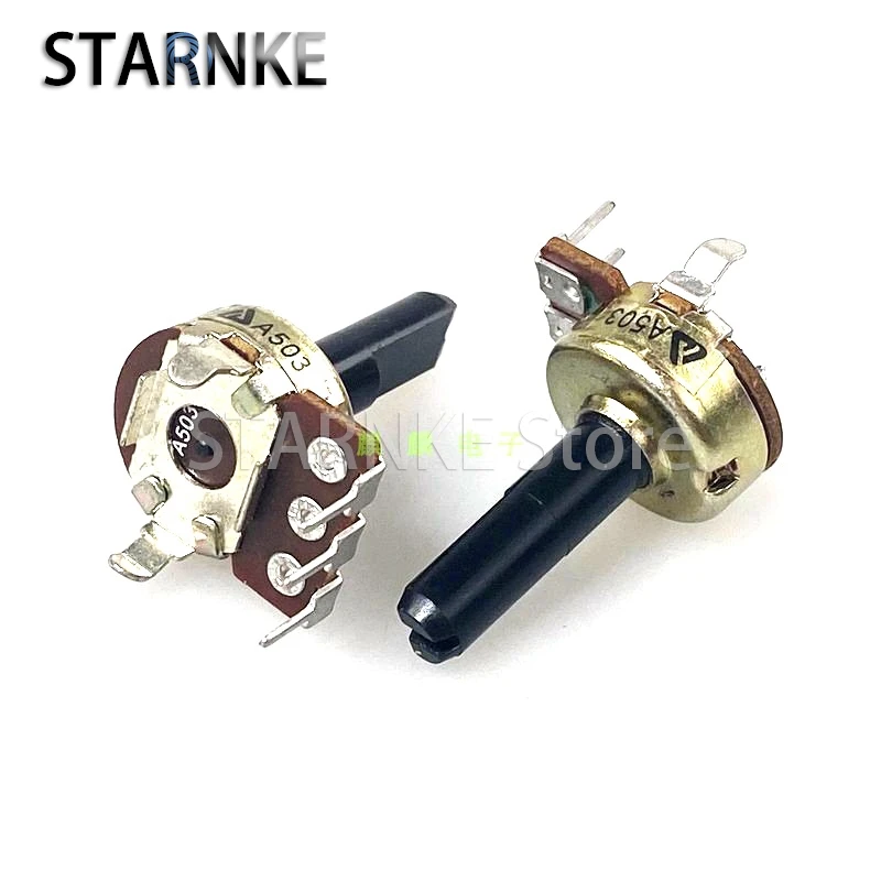 2PCS 161 Type A50K A503 Vertical Single Fever Audio Speaker Amplifier Volume Potentiometer 3-Pin D Shaft Length 21mm