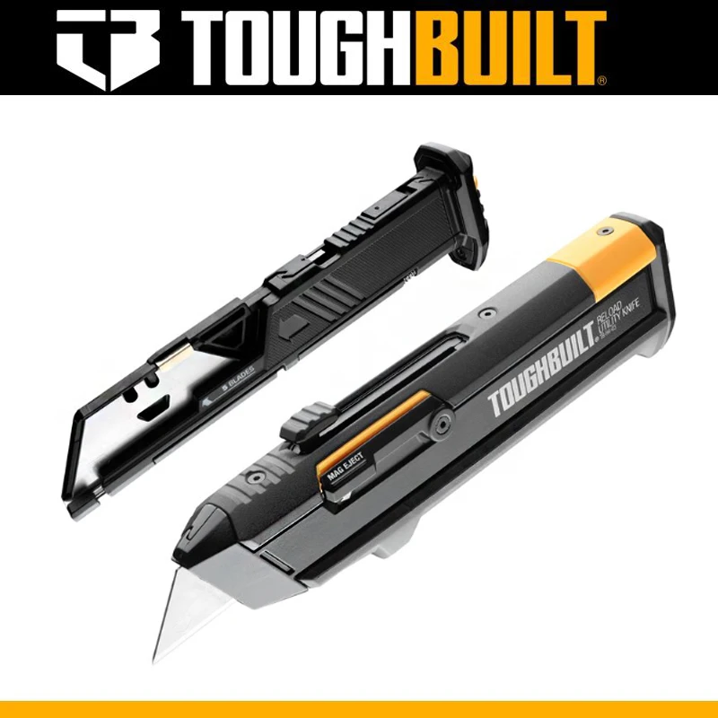 TOUGHBUILT TB-H4S2-03 Универсальный нож для перезарядки + 2-лезвийные мешки, противоскользящий острый пружинный нож, устойчивый к коррозии инструментный нож