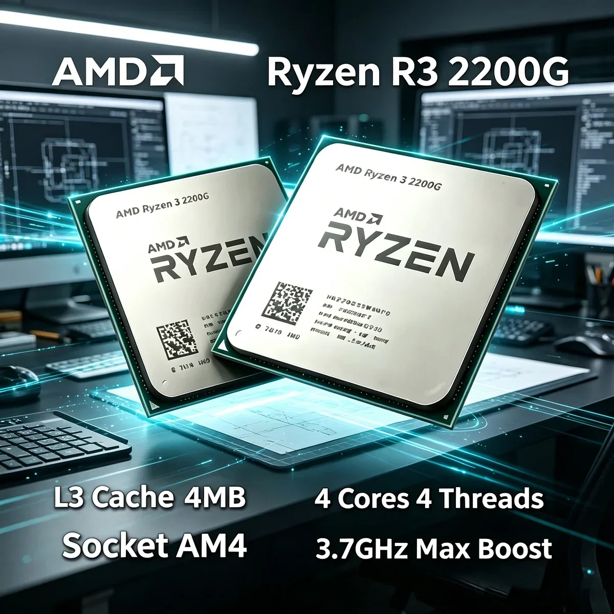 AMD Ryzen 3 2200G 14nm Vega 8 Graphics CPU R3 2200G 3.5GHz 3.7GHz Boost 4 Core 4 Thread AM4 Tray Original