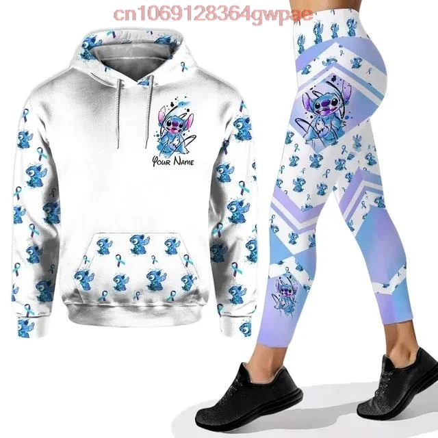 Disney Christmas Stitch 3D Hoodie Women's Hoodie Set Stitch Yoga Pants Sweatpants Leggings Fashion Tracksuit