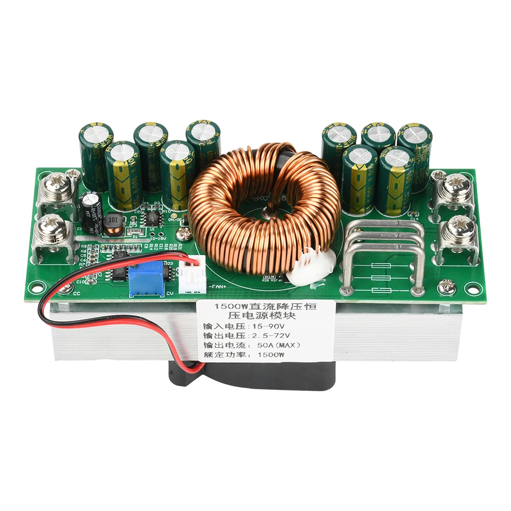 

1500W 1200W Sync Rectification Buck Converter Module DC-DC 15-90V to 2.5-72V Constant Voltage Adjustable Power Module