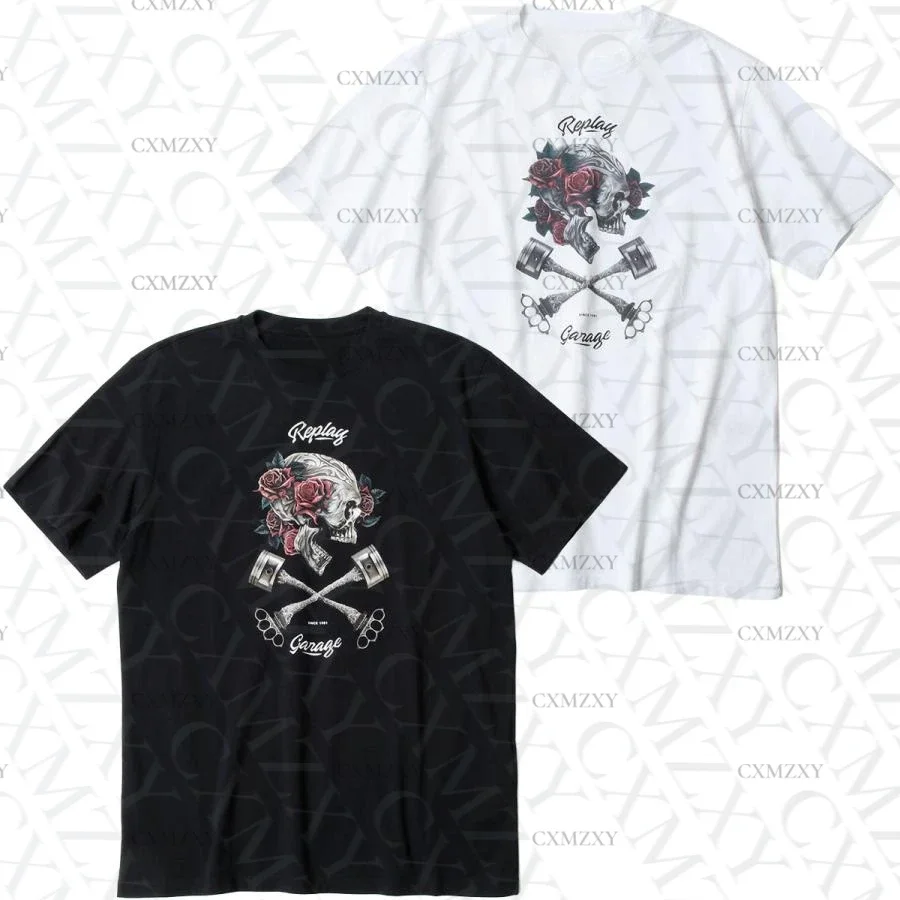 

REPLAY T-shirt Racer Printed T-shirt Motorcycle Summer Luxury Brand Cotton Men's and Women's T-shirt Motorcycle Short Sleeve