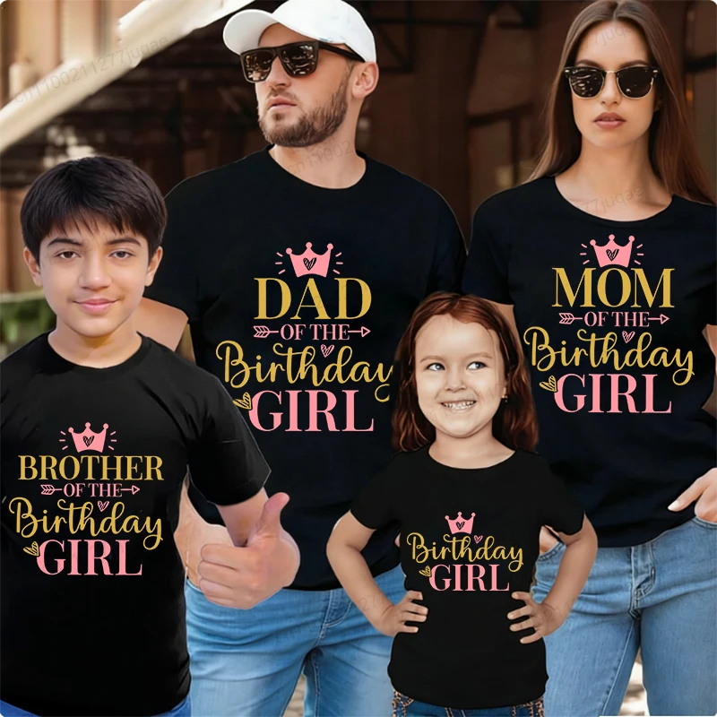 

Mother Dad Kids TShirt Dad Mom Son Daughter Clothing Birthday Girls Printed Fashion Bro Sis Summer Casual Parent Child Tshirts