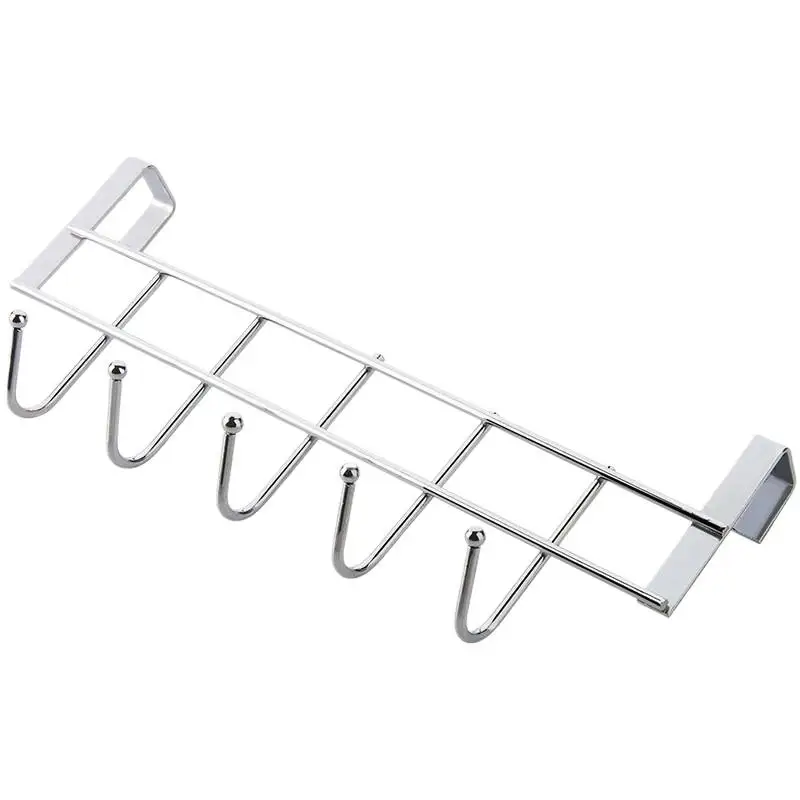 ㉤No Drill Over Door Hooks 5 Hooks Heavy Duty Organizer Space-Saving Wall Hanger For Coat Key Towel In Closet Bedroom Hallway