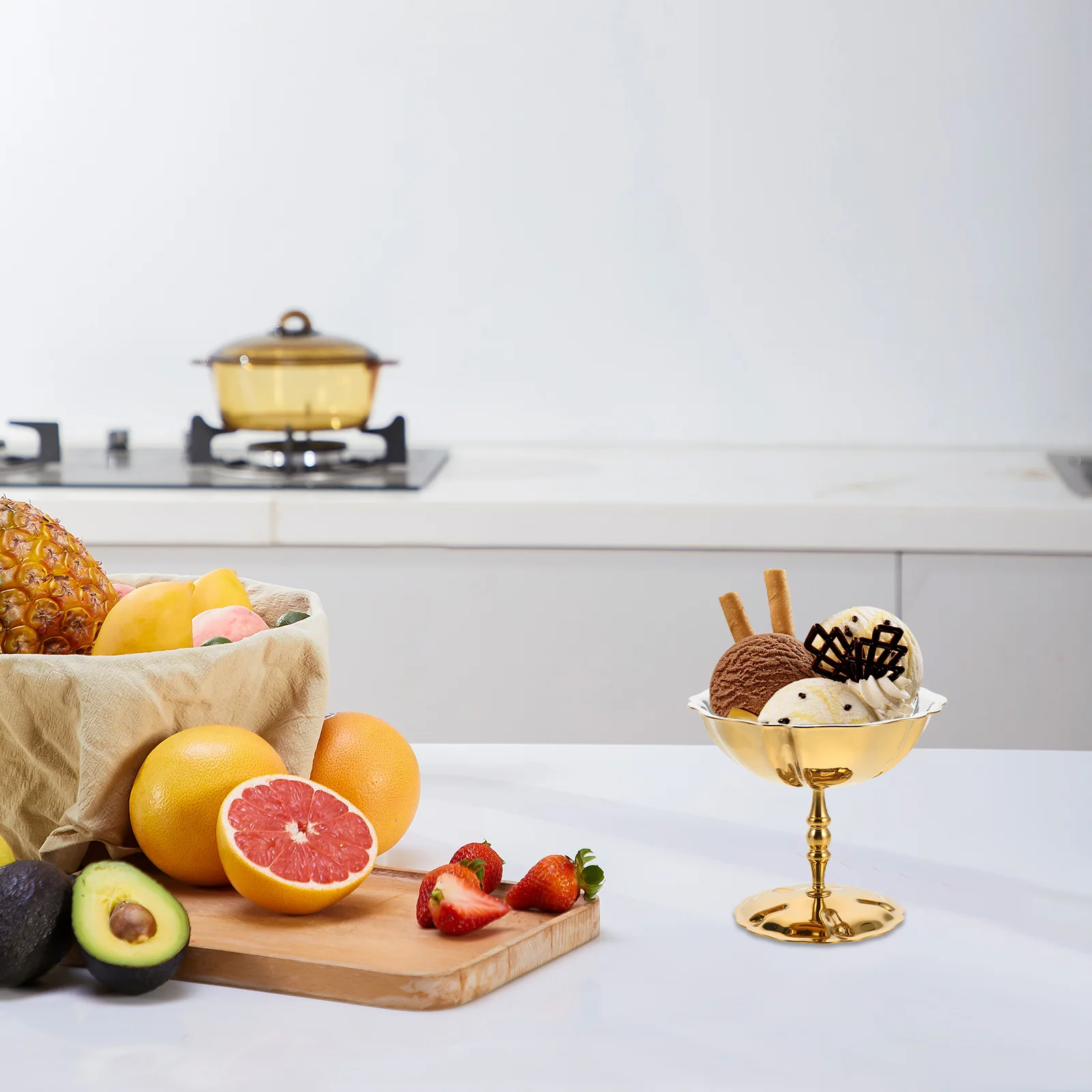 

Stainless Steel Dessert Bowl Footed Ice Cream Cup For Yogurt Fruit Pudding Salad Sauce Serving Metal Goblet, Small Desert Bowls,