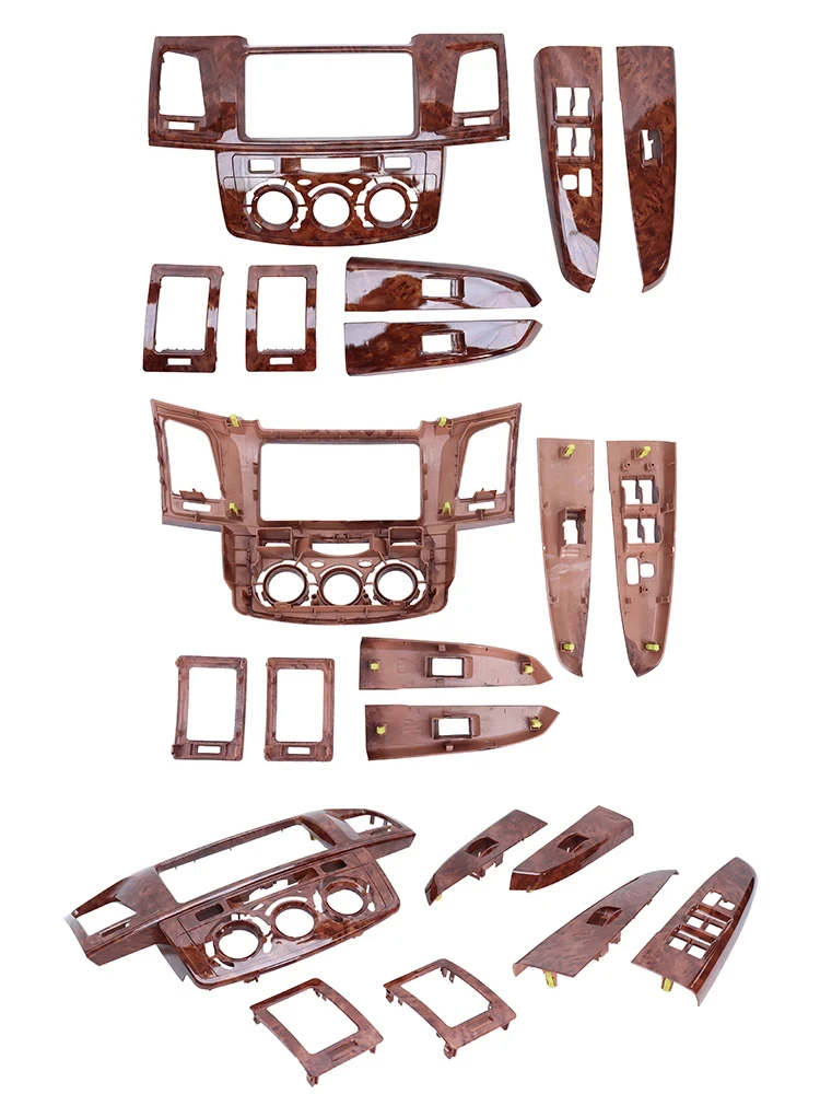

Для Toyota Hilux Fortuner 2008 2014, комплект внутренней отделки под дерево, приборная панель, центральная консоль, дверной переключатель, набор панелей, руководство по переменным током