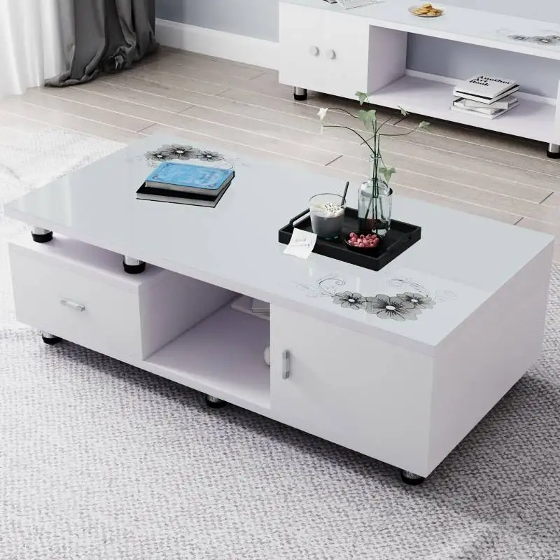 Coffee Table Living Room Furniture Paint-Free Coffee Table TV Cabinet Simple Modern Small Apartment Tempered Glass