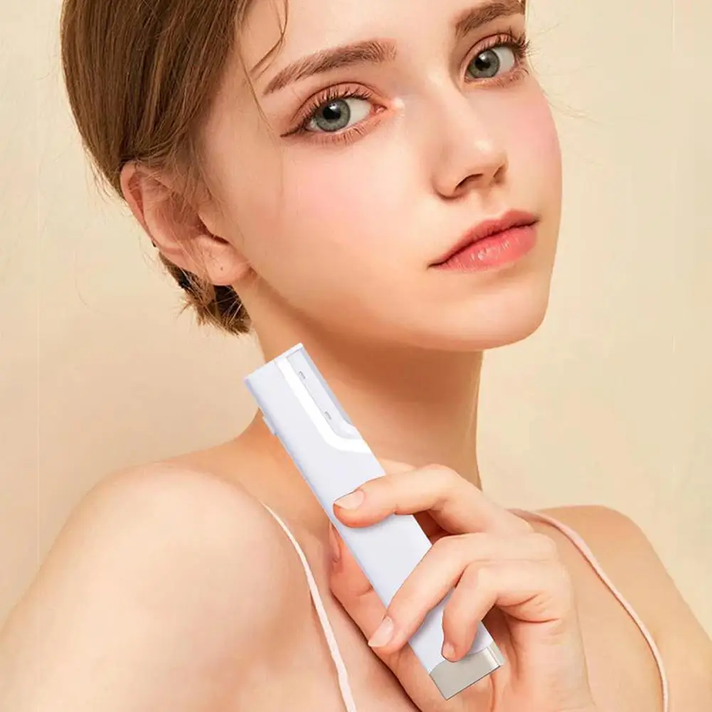 Faca elétrica ultrassônica de fluff com luz, faca de barbear de sobrancelha facial feminina, faca de danificação, corte não q7l9