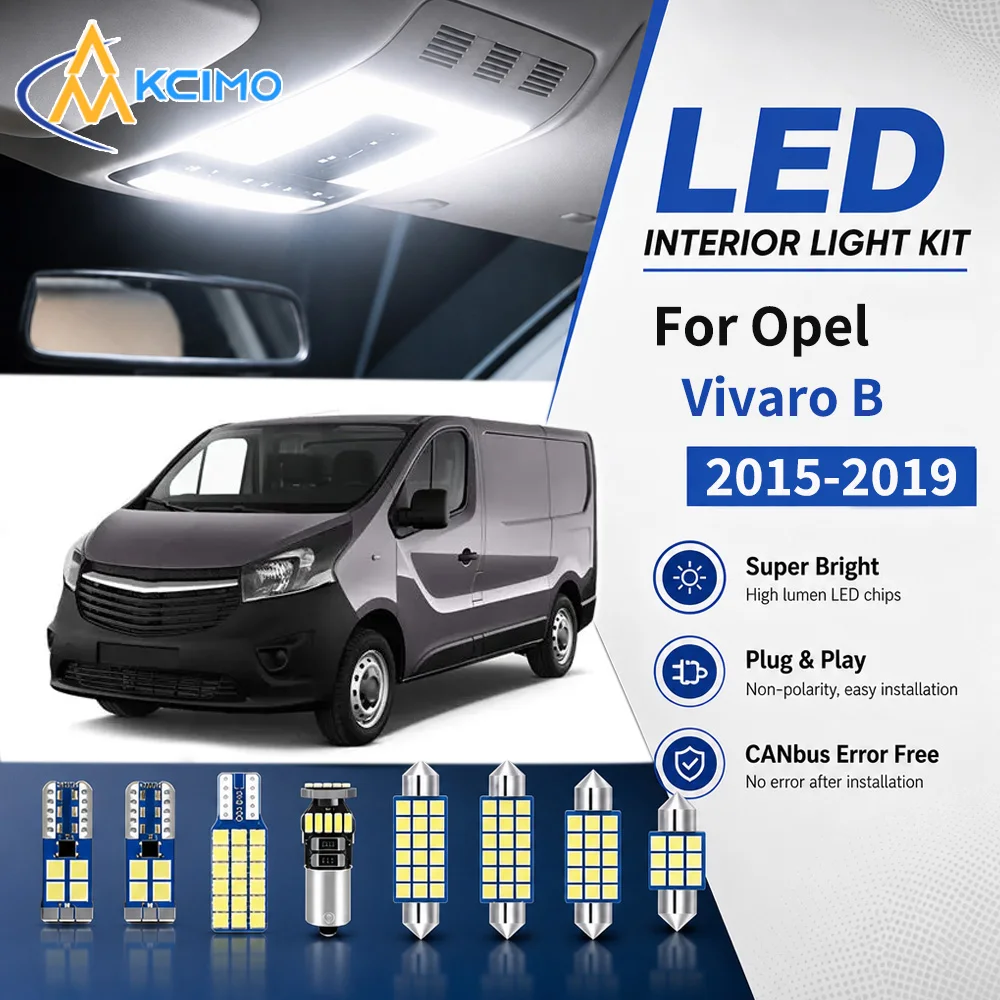 Canbus Error-Free 2 Color LED Interior Light Bulb Set For Opel Vivaro B 2015-2019 Reading Dome Light Car Interior Modification