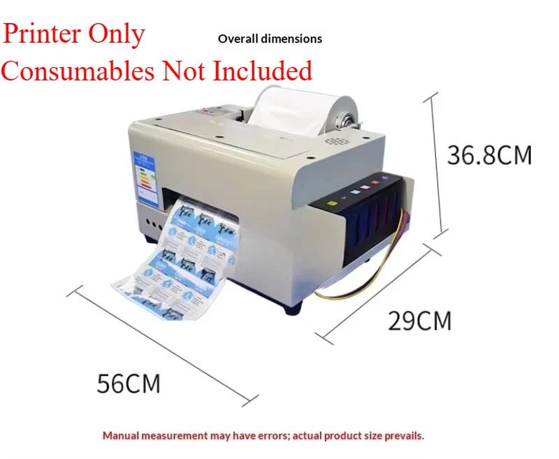 A4 Roll-to-Roll Color Label Printer 1200DPI Inkjet Sticker Printer for Commercial Use
