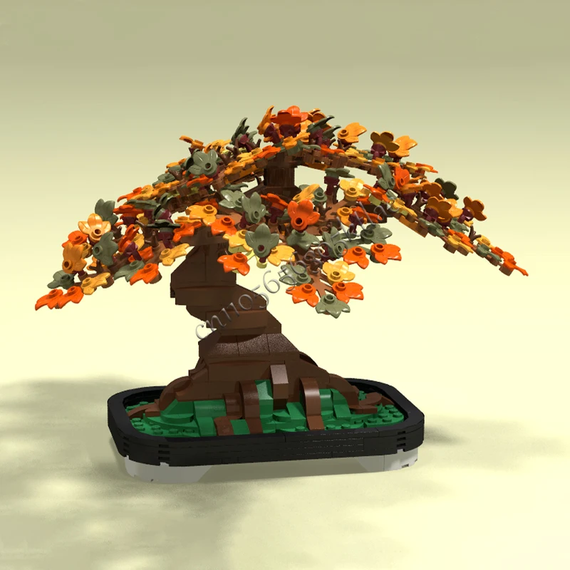 622 PCS Bonsai Leafy Rooted Bonsai In Autumn MOC Customize Modular Building Block Kids Creative Design DIY Festival Toy Gift