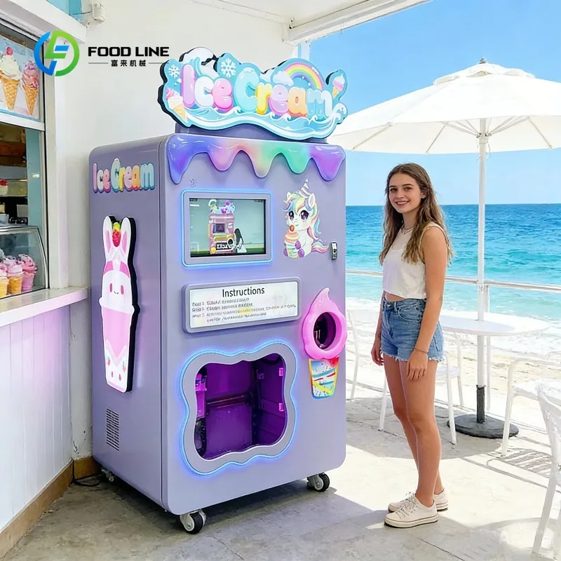 Customized 2026 Robot Arm Ice Cream Vending Machine Full Automatic Soft Serve & Hard Ice Cream Commercial Self-Service Machine