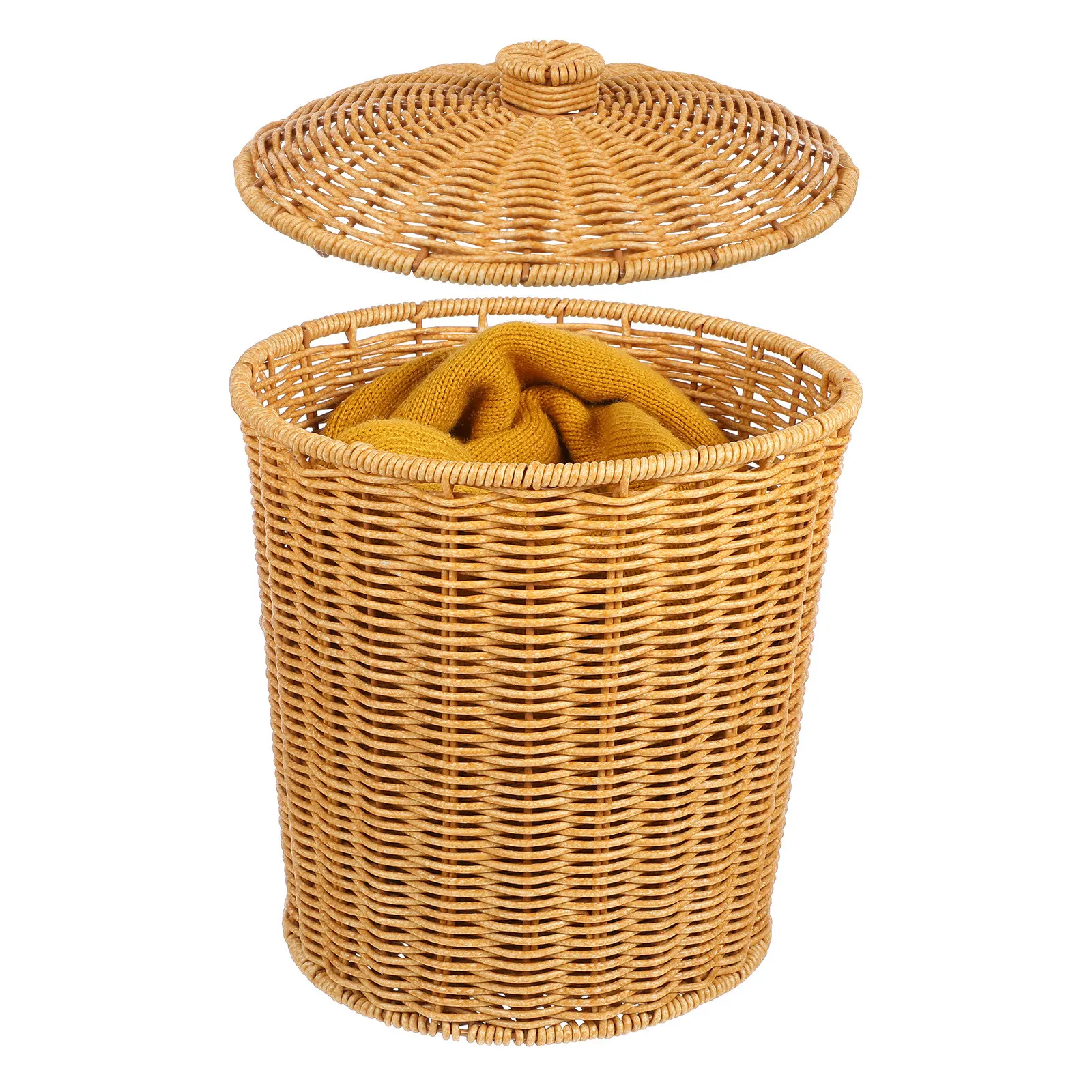 

Portable Laundry Basket Covered PP Storage Basket Multipurpose Clothes Sundries Organizer for Home Bedroom Bathroom