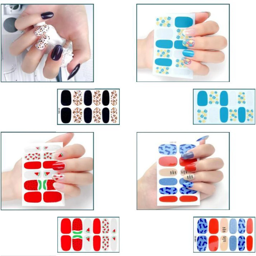 12 Finger Nail Sticker decalcomanie premere su adesivo smalto per unghie avvolge strumenti per Manicure per saloni fai da te decalcomanie per Nail Art decori unghie finte