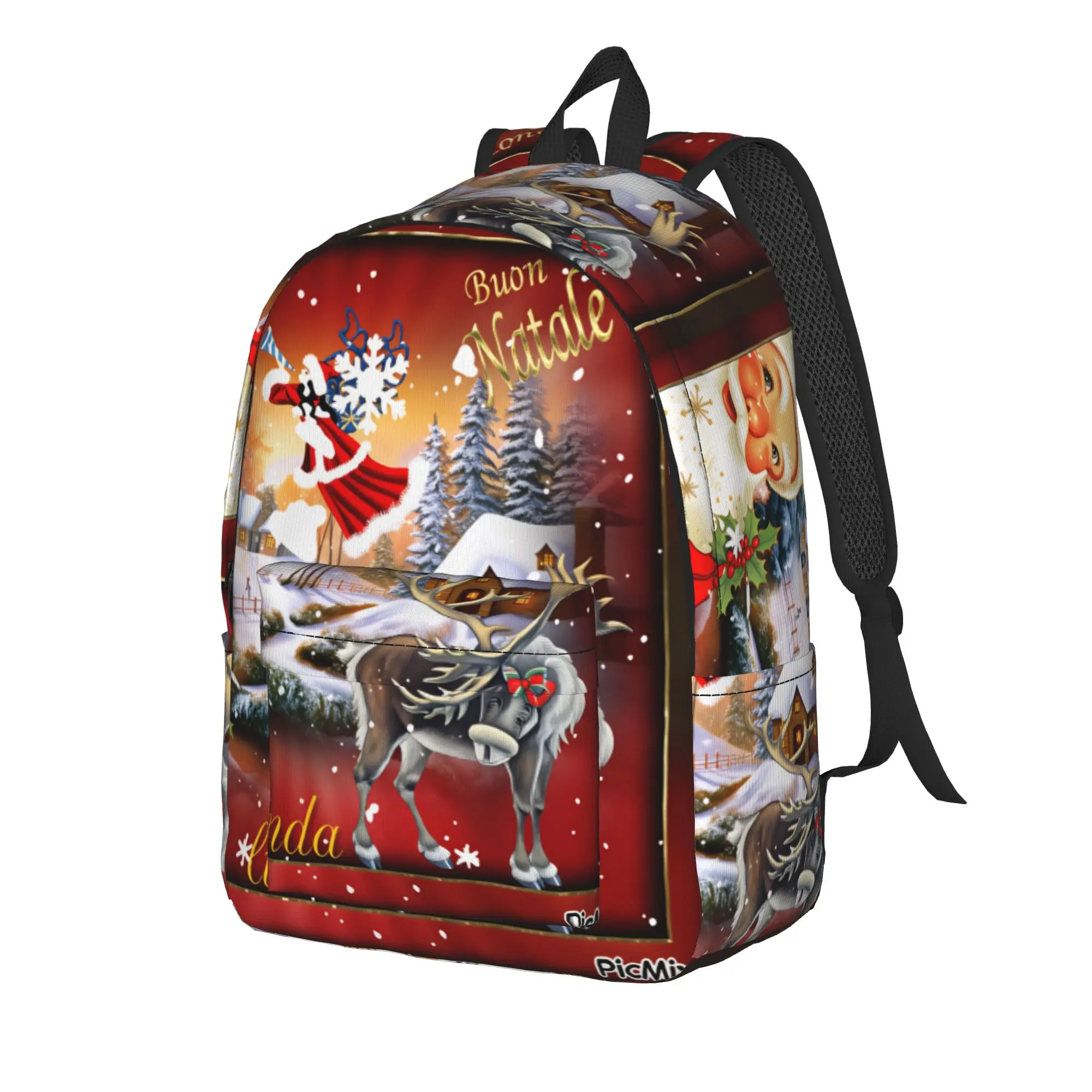 Christmas Santa Snowman Backpack  Sport Backpacks Unisex Fun School Bags Custom Large Rucksack