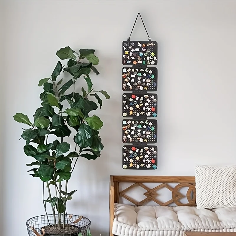 

Цельная элегантная фетровая сумка для хранения ювелирных изделий — 5-слойная подвесная сумка большой вместимости со складным дизайном, подходящая для сережек