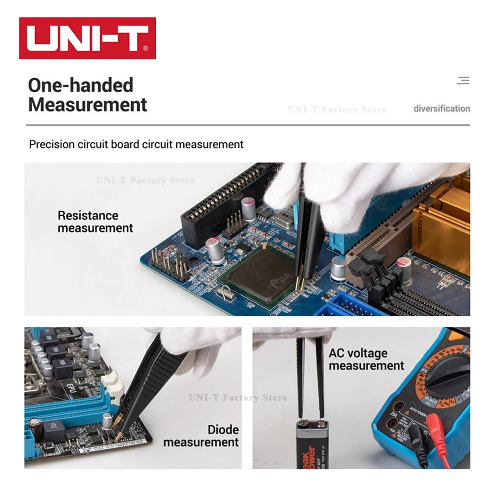 UNI-T-UT-L01 Pinças, Test Leads, Universal Test Clip, Capacitor, Detector de Resistência, Multímetro Acessórios, Componentes eletrônicos
