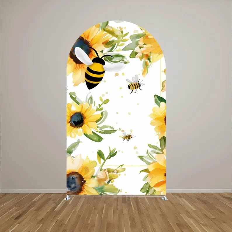 Mehofondดอกไม้สีเหลืองน้ําผึ้งArchฉากหลังครอบคลุมSweet Little Bee 1st Birthday Partyตกแต่งBaby Showerพื้นหลังProp