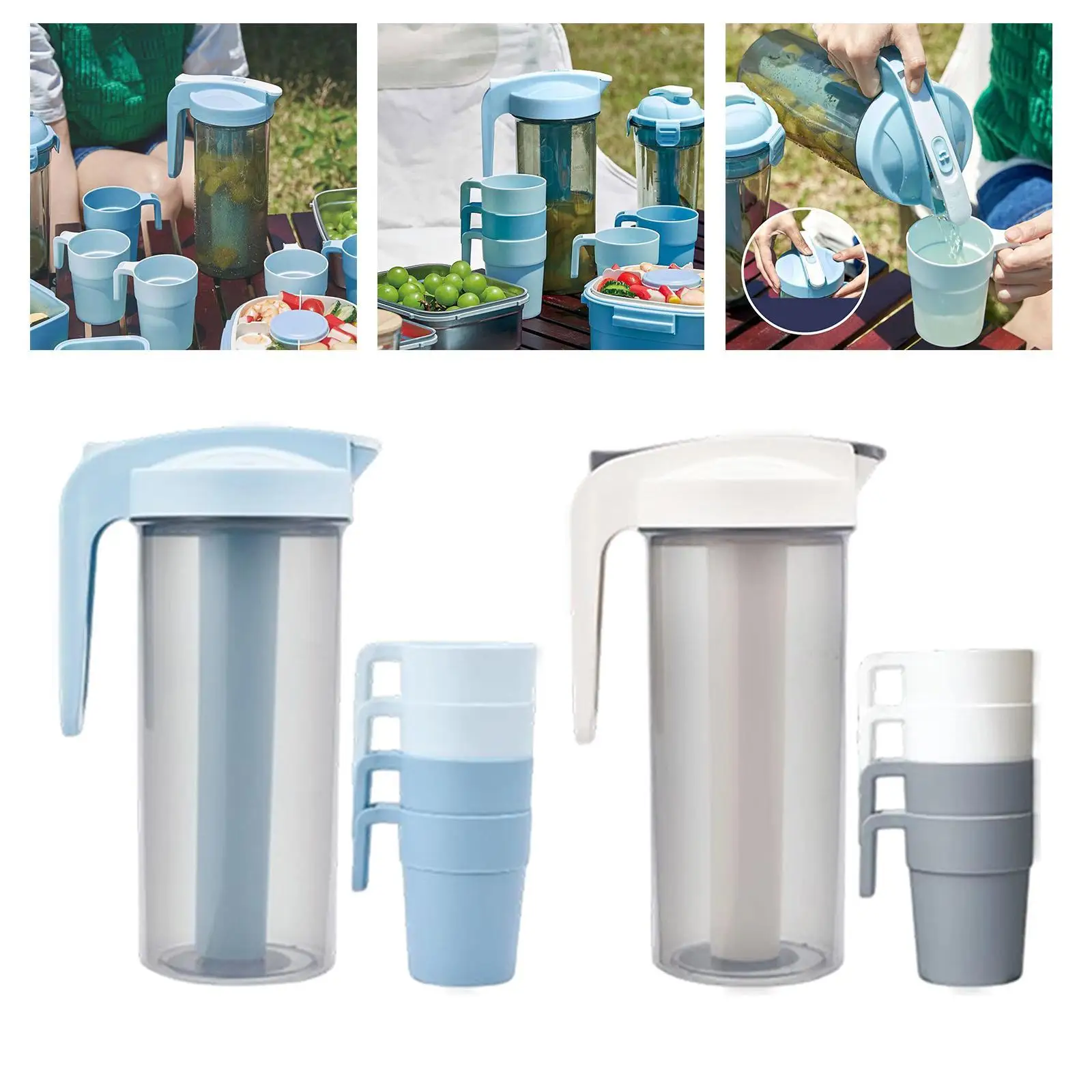 

Cold Water Jug Fridge Water Pitcher Leak-proof Easy to Use Portable with Handle Bottle Set Juice Container for Dining Kitchen