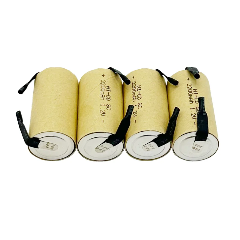 SC بطارية قابلة للشحن 1.2 فولت 2200 مللي أمبير خلية Sub C NI-CD مع علامات تبويب لحام لمفك الحفر الكهربائي لتقوم بها بنفسك بطارية