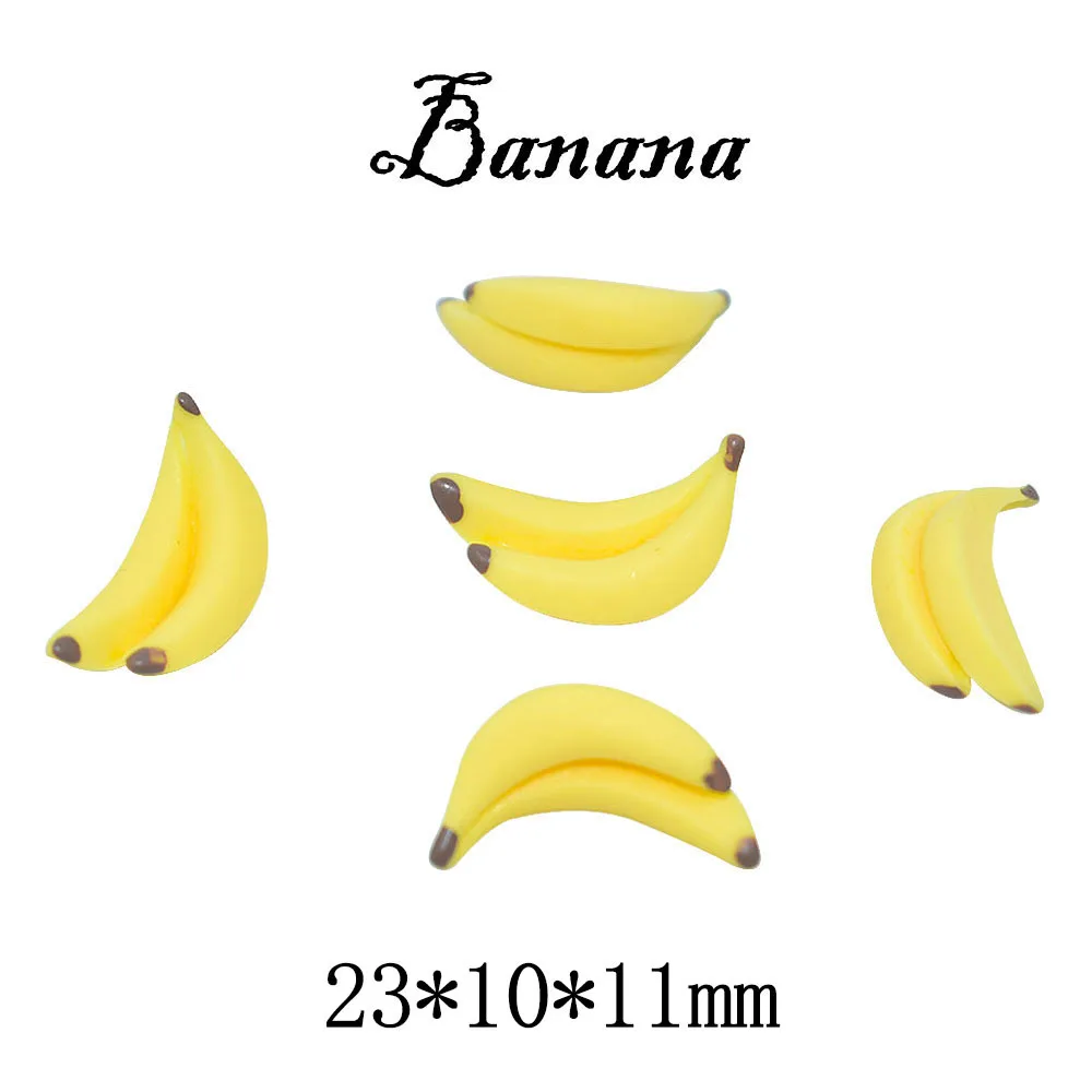 100 Stück 3D Mini Harz Simulation Bananen Charms DIY Kinder Miniatur Obst Modelle für Handwerk Machen Küche Spielzeug für Puppenhaus – Detail 10