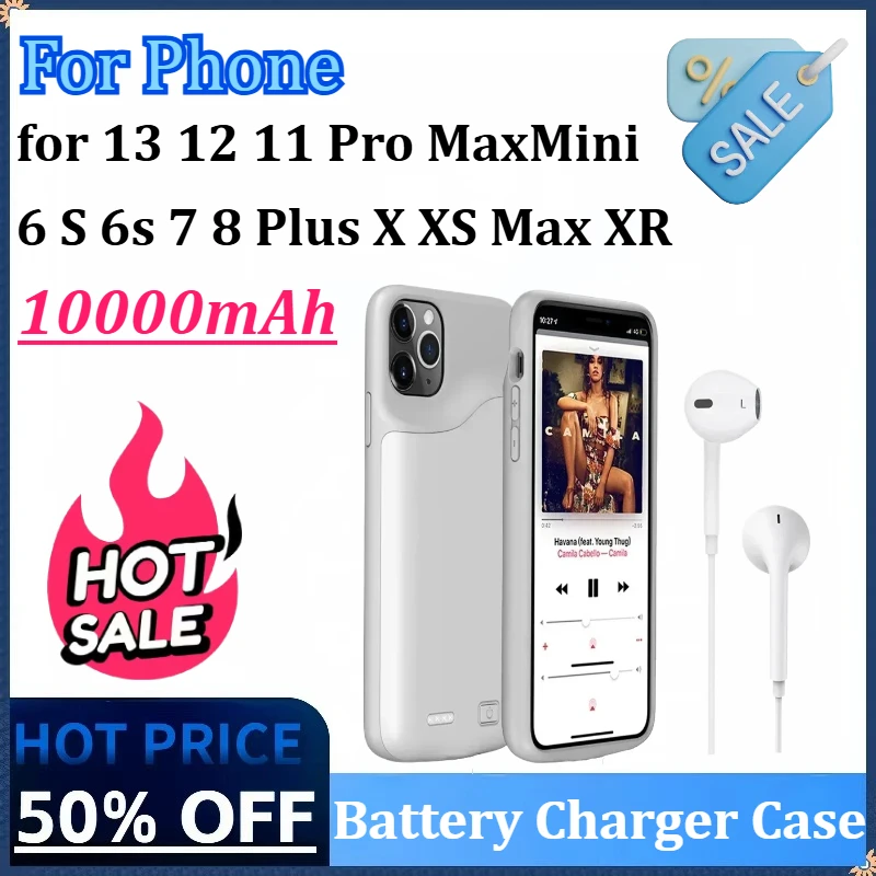 

Battery Charger Case for Phone 13 12 11 Pro MaxMini Power Bank Charging Cas 10000mAh for IPhone6 S7 8 Plus X XS Max XR