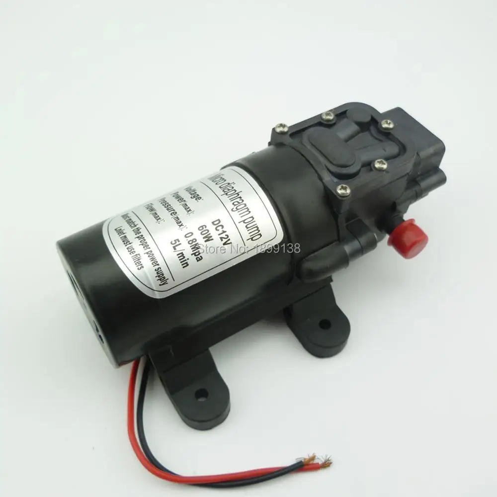 12v 24v mini water pump high pressure self priming diaphragm pump 60w 5L/min return valve and automatic pressure switch type