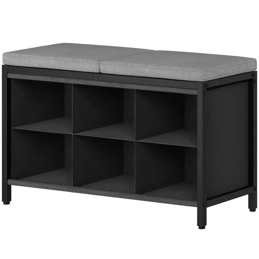 

Shoe Storage Bench with Cushion, Entryway Bench, Shoe Rack with Padded Seat and 6 Oxford Compartments, for Closet, Bedroom, Entr