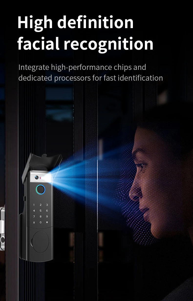 STLF Tuya WiFi Video Intercom Waterproof Face Recognition Fingerprint Door Lock Remote Smart Lock for Wood Door Cloud Storage