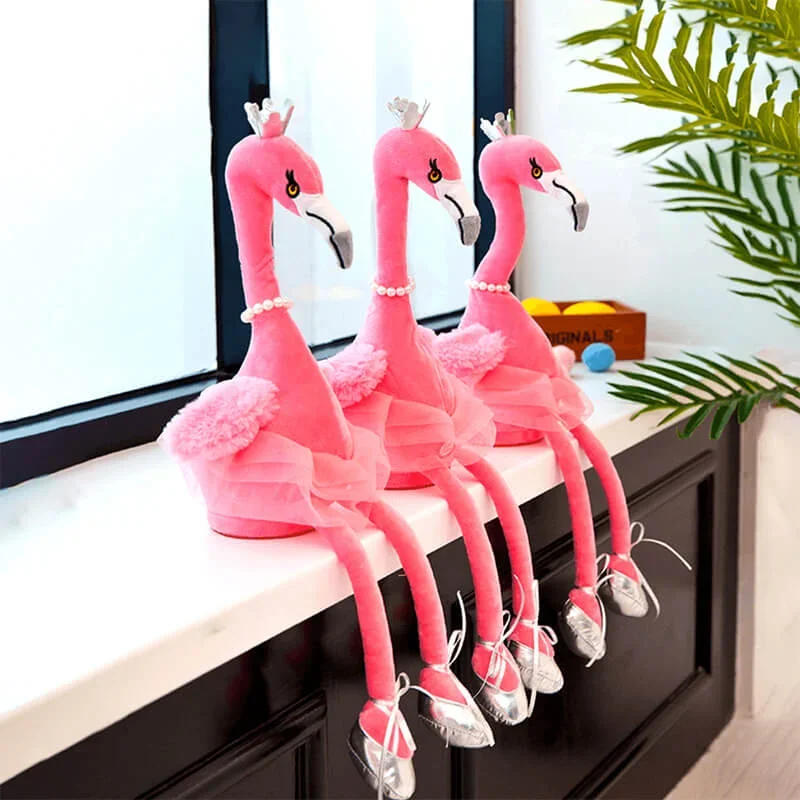 30cm Electric Flamingo Plush Toy Singing and Dancing Wild Bird Flamingo Stuffed Animal Figurine Fun Puzzle for Children