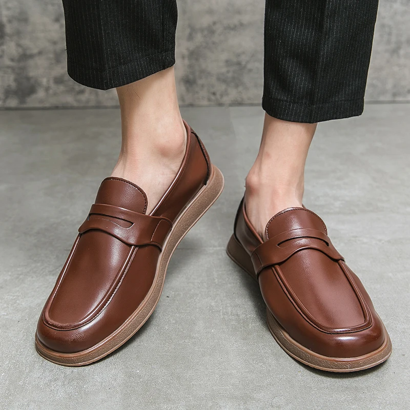 

New Genuine Leather Men Shoes Casual Brand Formal Mens Loafers Soft Leather Soft Sole Italian Breathable Slip on Male Lefu Shoes