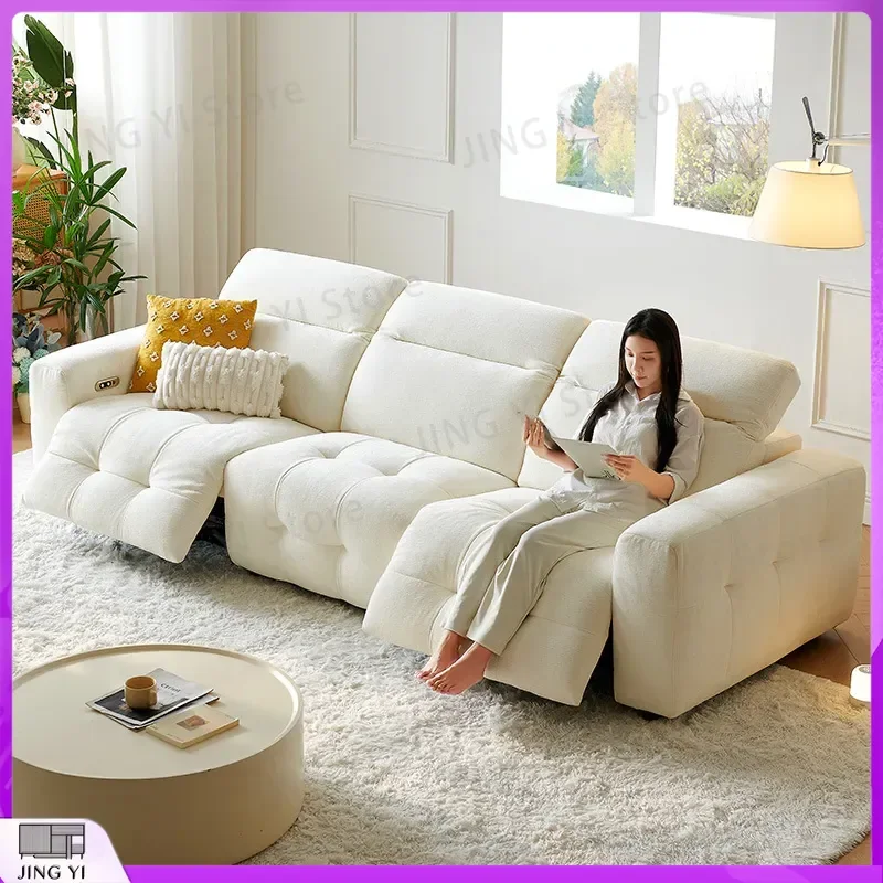

Winter Bear Cream Wind Function Electric Sofa for Small Apartment Living Room Chenier Adjustable Straight Cloud Fabric Sofa