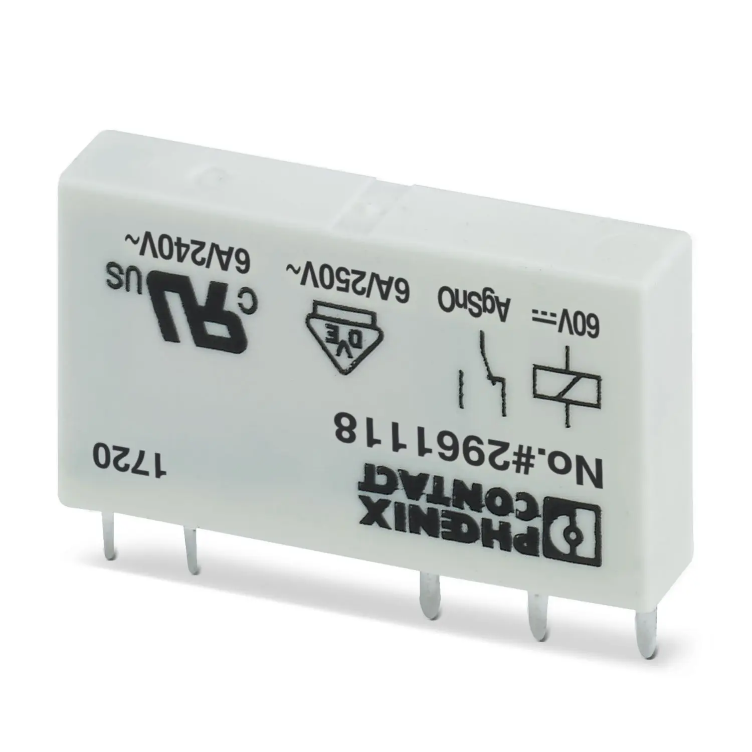 

10 pcs REL-MR-60DC/21 2961118 1NO+1NC | 60VDC | With no light | 6A Plug-in miniature power relay
