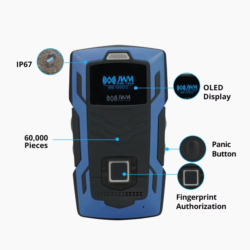 

JWM WM-5000ZG 4G GPS Real Time Fingerprint High-Capacity Battery & IP67 Certified Rfid Checkpoint Patrol Guard Tour System