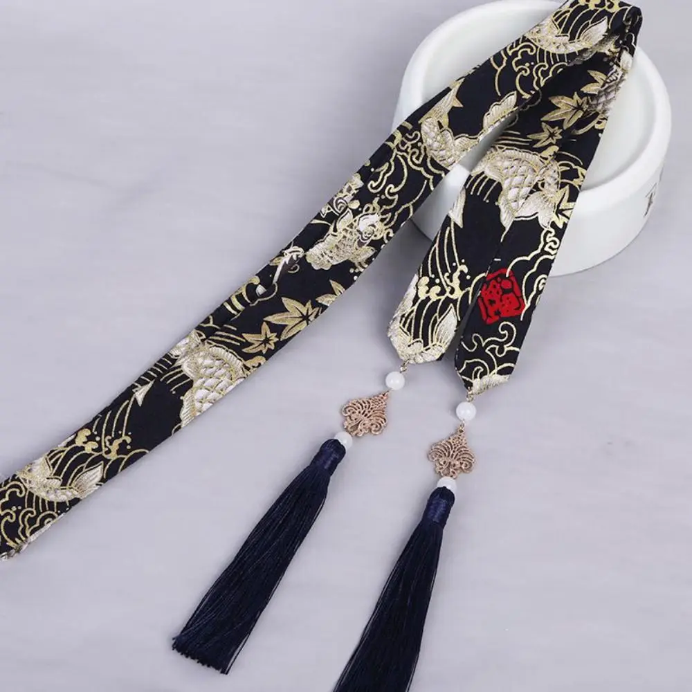 Embroidery Chinese Style Hair Band Horse Face Skirt Ornament Dragon Hanfu Hair Accessories Crane Fringed Hair Rope